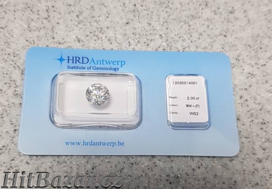 Prodám přírodní diamant 2,00ct F a VVS2