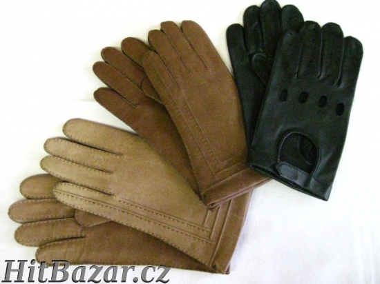 Pánské kožené rukavice VYTEPLENÉ, různé barvy a velikosti - nové!!