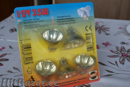 5 halogenových žárovek12V/35W, levně.