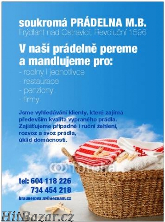 Praní - mandlování - úklid rodiny, penziony, atd.